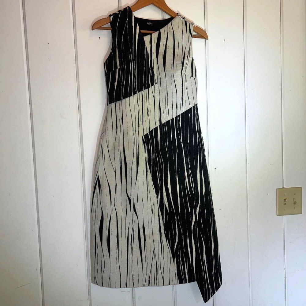 Raoul asymmetric black and white dress